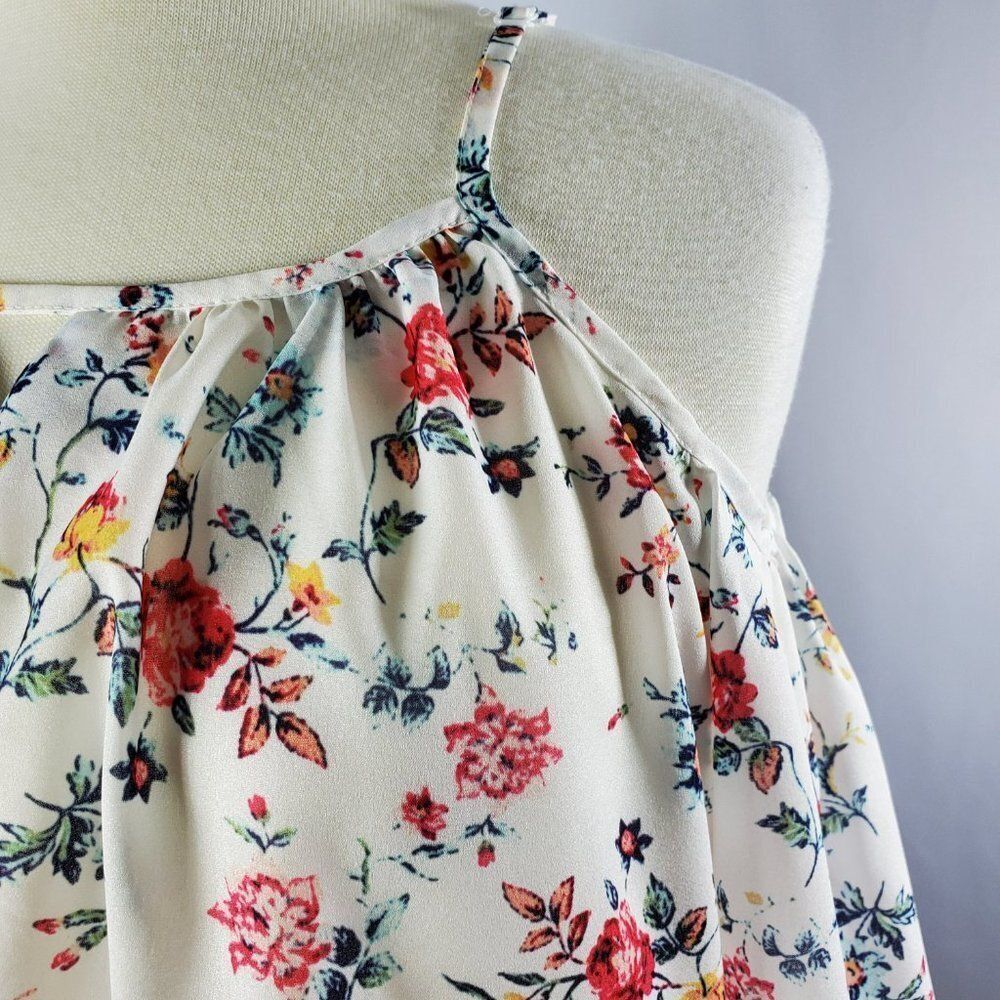 Zyra Halter-Style, Cold Shouldered Floral Top With Sleeves - Picture 9 of 13